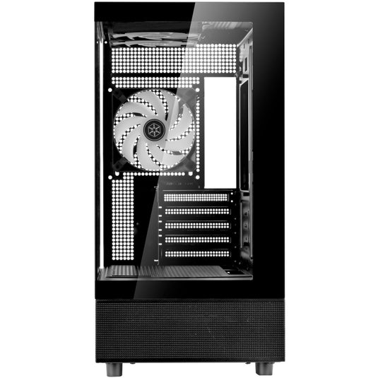 Silverstone lucid 04 mini tower behuizing (zwart | 2x usb-a | 1x usb-c | rgb | tempered glass)