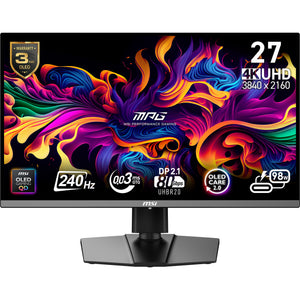 Msi mpg 272urx qd-oled 26.5 4k ultra hd gaming monitor (zwart, 1x displayport, 2x hdmi, 1x usb-c, 2x usb-a, 240 hz)