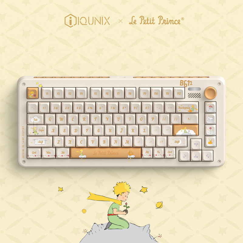Load image into Gallery viewer, Iqunix zx75 sunset ponder wireless mechanical keyboard (lichtgeel, us lay-out (qwerty), iqunix little prince, 75%, rgb leds, hot-swappable, double-shot pbt, 2.4ghz | bluetooth 5.1 | usb-c)
