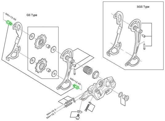 Shimano guide pully bolts for rd-m622 t6000