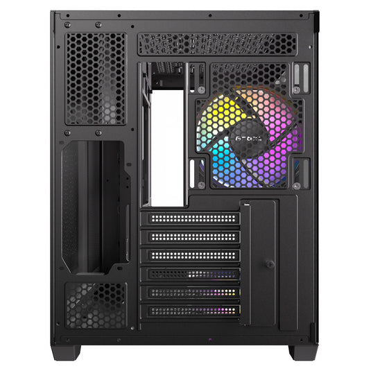 Antec cx800 wood argb midi tower behuizing (zwart houtkleur | 1x usb-a | 1x usb-c | tempered glass)