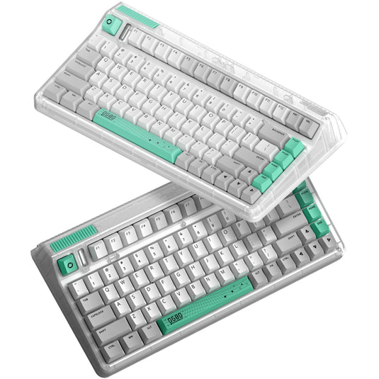 Iqunix og80 wormhole wireless mechanical keyboard, gaming toetsenbord (grijs groen, us lay-out, cherry mx red, rgb leds, 80% (tkl), hot-swappable, pbt, 2.4ghz | bluetooth 5.1 | usb-c)