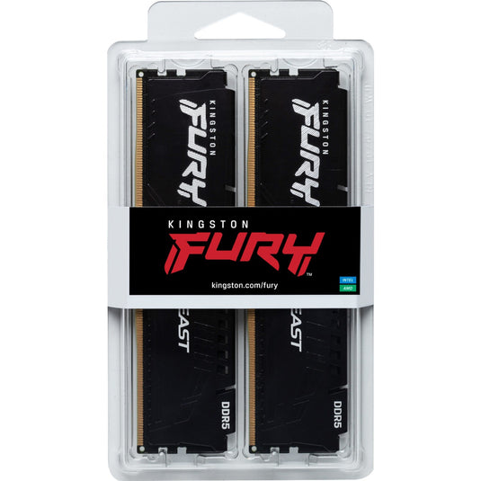 Kingston fury 32 gb ddr5-5600 (2x 16 gb) kit werkgeheugen (zwart, kf556c40bbk2-32, beast, xmp)