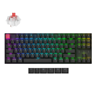 Keychron k8x-h1 rgb mechanisch toetsenbord (zwart, us lay-out (qwerty), super red, 80% (tkl), rgb, cherry double-shot pbt keycaps, hot swap, bluetooth | usb-c)