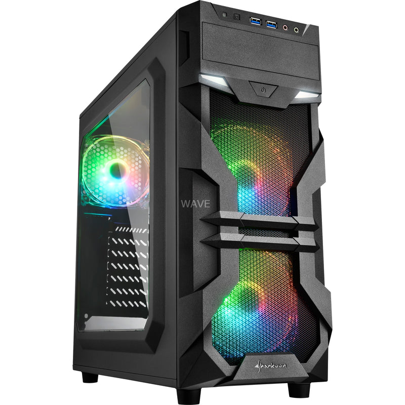 Load image into Gallery viewer, Sharkoon vg7-w rgb midi tower behuizing (zwart | 2x usb-a | rgb | window)
