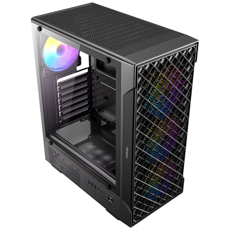 Load image into Gallery viewer, Antec vx320 argb midi tower behuizing (zwart | 3x usb-a | tempered glass)
