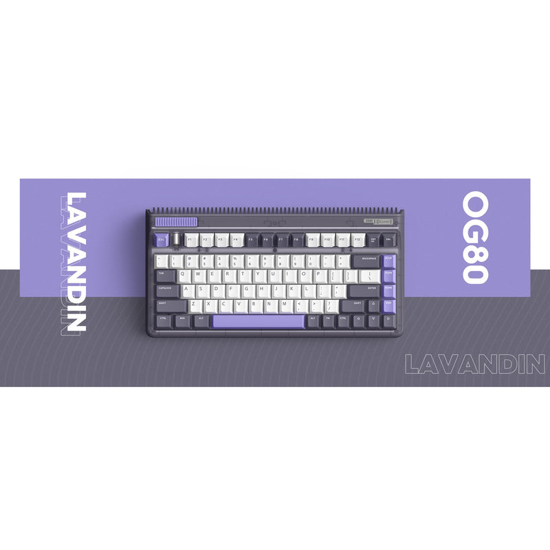 Load image into Gallery viewer, Iqunix og80 lavandin wireless mechanical keyboard (lavendel, us lay-out (qwerty), cherry mx brown, 80% (tkl), hot-swappable, pbt, 2.4ghz | bluetooth 5.1 | usb-c)
