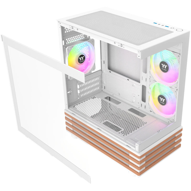 Load image into Gallery viewer, Thermaltake view 170 ws argb mini tower behuizing (wit houtkleur | 2x usb-a | rgb | tempered glass)
