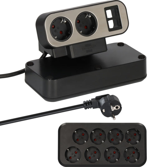 Brennenstuhl estilo duplex stekkerdoos met schakelaar stekkerdoos (zwart zilver, 2x sleuf voor keystone modules)