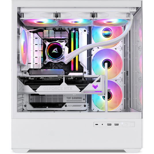 Sharkoon ak6 rgb midi tower behuizing (wit | 2x usb-a | 1x usb-c | rgb | tempered glass)
