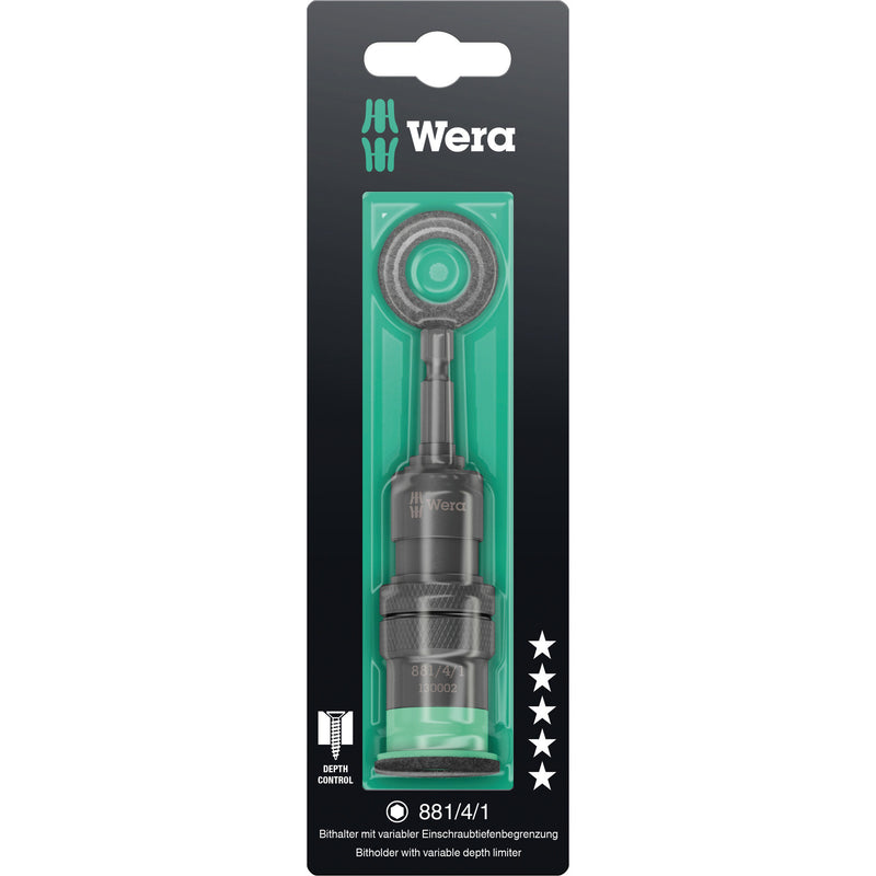Load image into Gallery viewer, Wera 881 4 1 sb afstandshouder met variabele schroefdiepte instelling, 1 4 x 95 mm bit (zwart groen)
