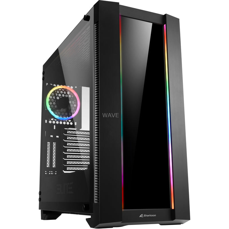 Load image into Gallery viewer, Sharkoon elite shark ca200g big tower behuizing (zwart | 4x usb-a | rgb | tempered glass)
