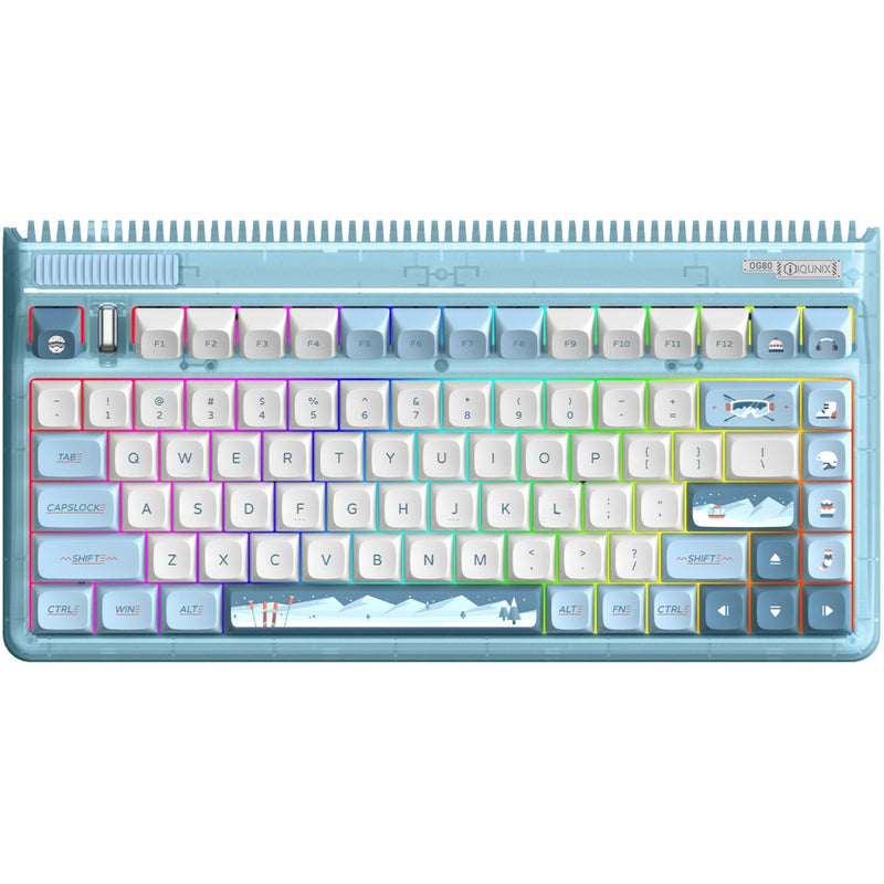 Load image into Gallery viewer, Iqunix og80 wintertide wireless mechanical keyboard, gaming toetsenbord (lichtblauw, us lay-out, iqunix moonstone, rgb leds, 80% (tkl), hot-swappable, pbt, 2.4ghz | bluetooth 5.1 | usb-c)
