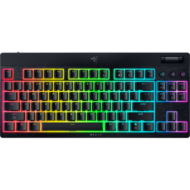 Razer blackwidow v4 low-profile rgb mechanisch gaming toetsenbord (zwart, us lay-out (qwerty), low-profile green , 80% (tkl))