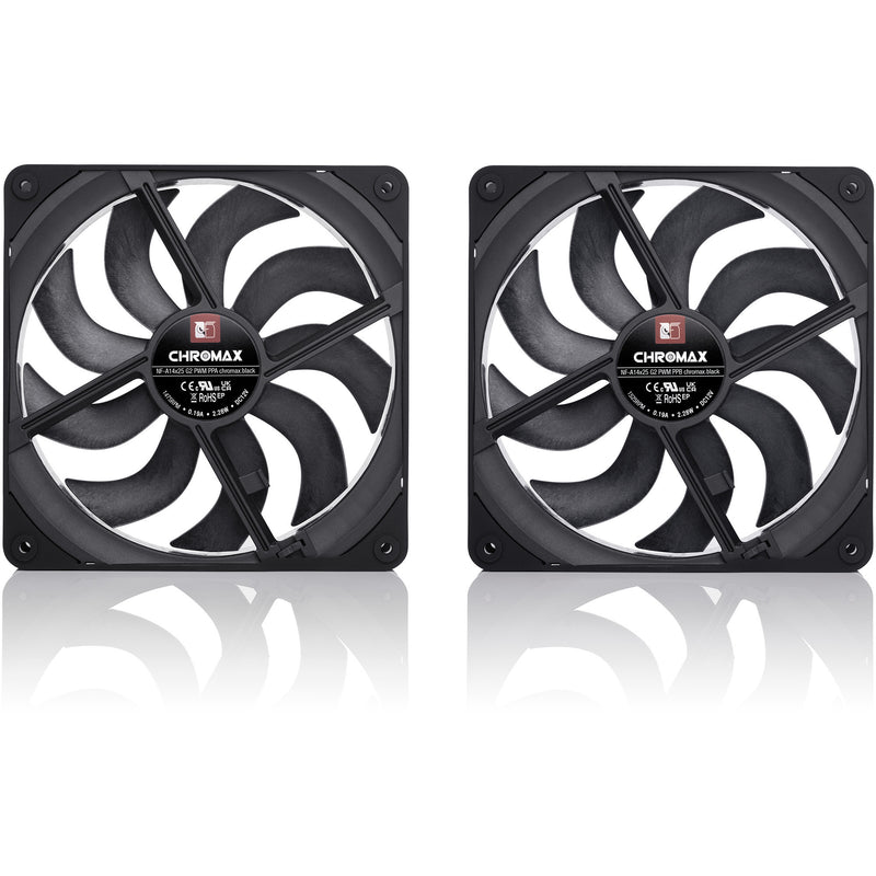 Chargez l'image dans la visionneuse de la galerie, Noctua nf-a14x25 g2 pwm sx2-pp chromax.black case fans (zwart, 2 stuks, 140 x 140 x 25 mm)

