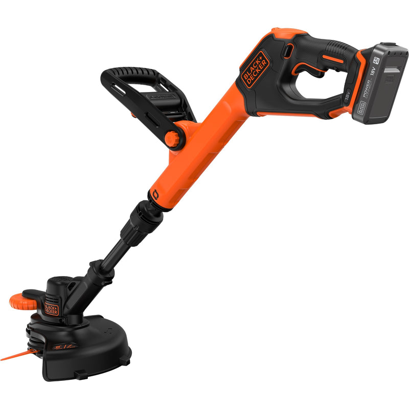 Load image into Gallery viewer, Black+decker 18v trimmer met 2 messen en accu grastrimmer (zwart oranje, 25 cm, accu inbegrepen)

