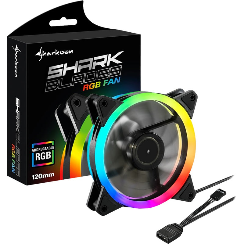 Load image into Gallery viewer, Sharkoon shark blades rgb case fan (zwart, 120 x 120 x 25 mm)
