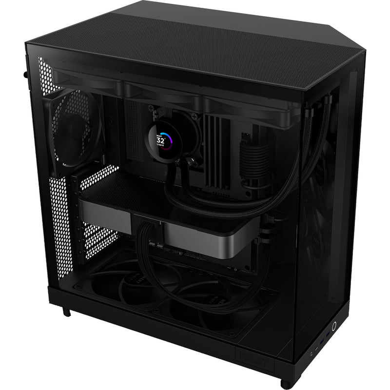 Load image into Gallery viewer, Nzxt h6 flow midi tower behuizing (zwart | 2x usb-a | 1x usb-c | tempered glass)
