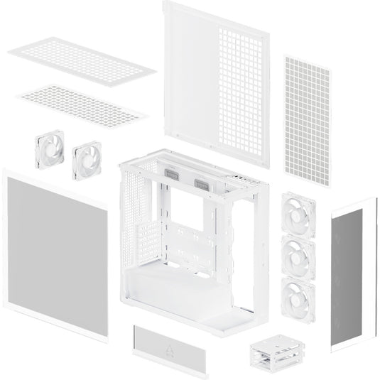 Arctic xtender vg midi tower behuizing (wit | 2x usb-a | 1x usb-c | rgb | tempered glass)