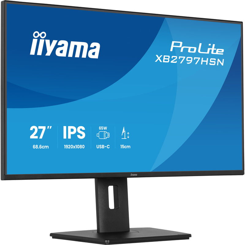 Load image into Gallery viewer, Iiyama prolite xb2797hsn-b1 27 monitor (zwart, 100 hz, hdmi, displayport, usb-c, lan, audio)
