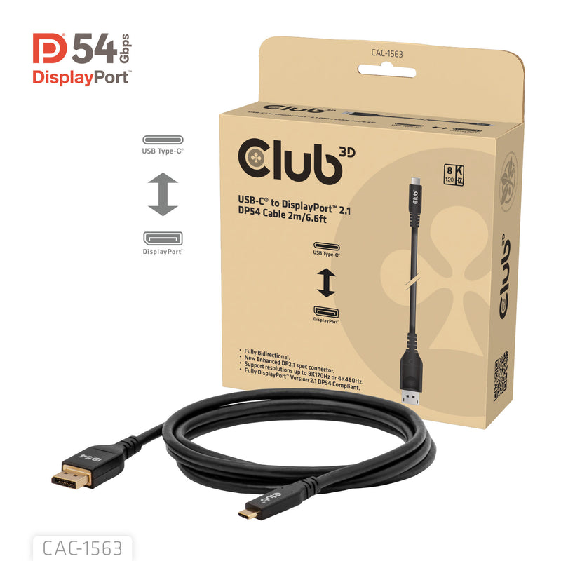 Chargez l'image dans la visionneuse de la galerie, Club 3d usb-c naar displayport 2.1 kabel (zwart, 2 meter)
