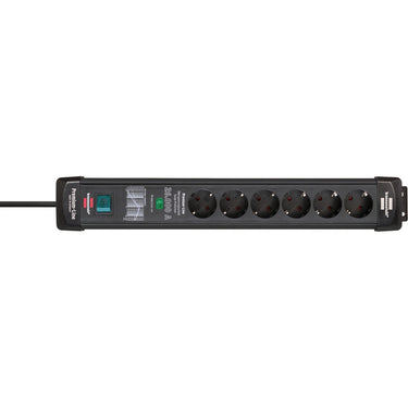 Brennenstuhl premium-line overspannings- beveiliging 26000a 6-voudig zwart 1,8m h05vv-f 3g1,5