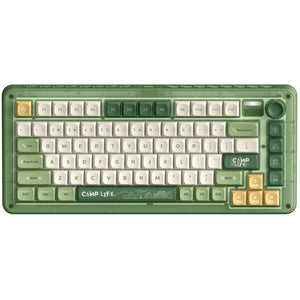 Iqunix zx75 camping wireless mechanical keyboard (groen, us lay-out (qwerty), cherry mx brown, 75%, rgb leds, hot-swappable, double-shot pbt, 2.4ghz | bluetooth 5.1 | usb-c)