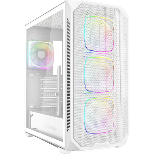 Sharkoon ak5m rgb midi tower behuizing (wit | 2x usb-a | 1x usb-c | rgb | tempered glass)