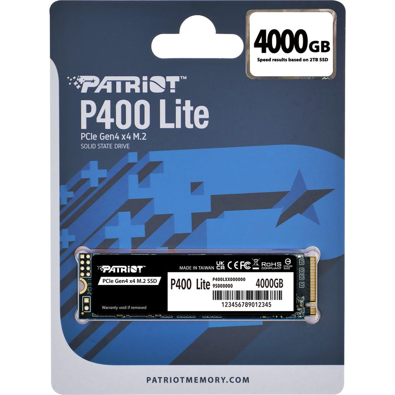 Load image into Gallery viewer, Patriot p400 lite 4 tb ssd (zwart wit, p400lp4kgm28h, pcie 4.0 x4, nvme 1.4, m.2 2280)
