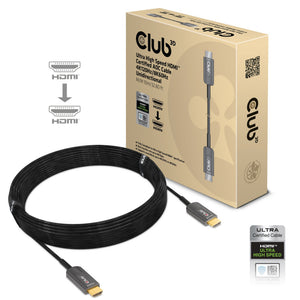 Club 3d gecertificeerde actieve optische ultra high speed hdmi 2.1 kabel (zwart, 10 meter, 8k)