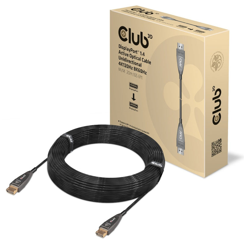 Afbeelding laden in galerijviewer, Club 3d actieve optische displayport 1.4 kabel (zwart, 20 meter, 8k)
