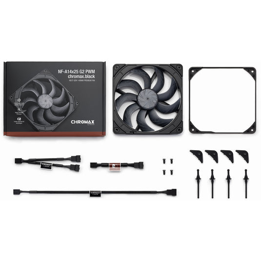 Noctua nf-a14x25 g2 pwm chromax.black case fan (zwart, 140 x 140 x 25 mm)