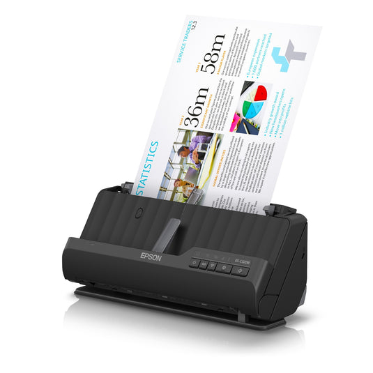 Epson es-c320w compacte a4-documentscanner met wi-fi-connectiviteit en u-traject (zwart, a4, a5, a6, b5)