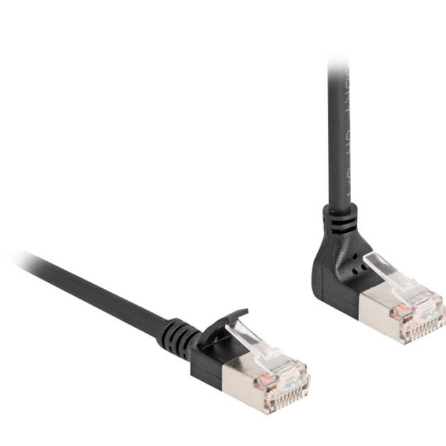 Load image into Gallery viewer, Delock rj45 network cable cat.6a s ftp slim 90° upwards angled straight 5 m kabel (zwart)
