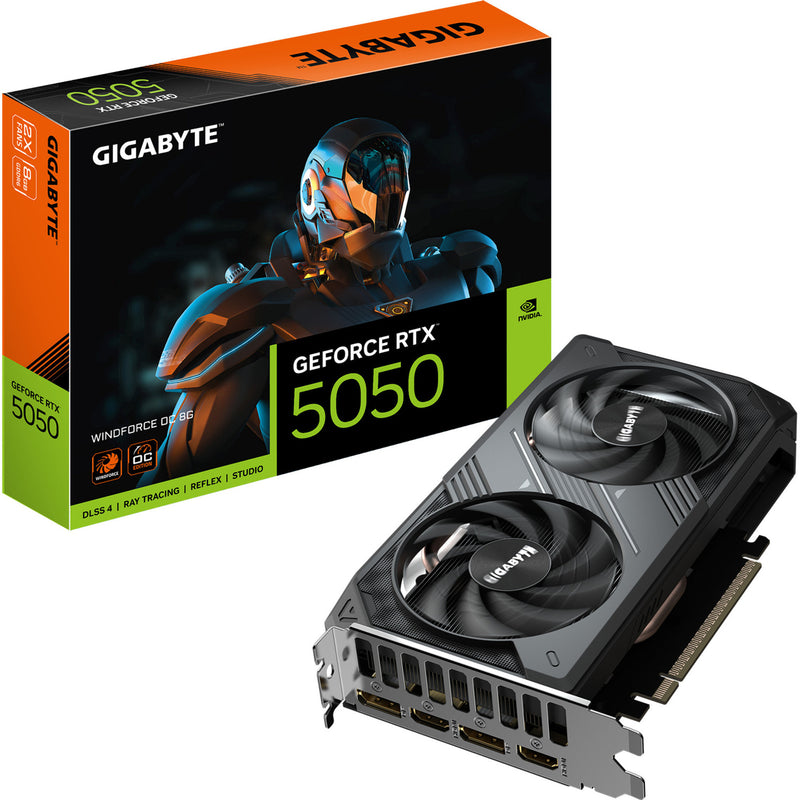 Afbeelding laden in galerijviewer, Gigabyte geforce rtx 5050 windforce oc 8g grafische kaart (2x displayport, 2x hdmi 2.1, dlss 4)

