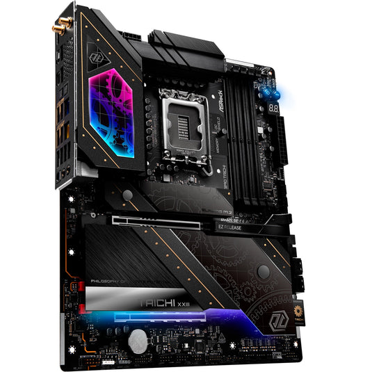 Asrock z890 taichi socket 1851 moederbord (zwart, raid, 5gb-lan, 2.5gb-lan, wi-fi 7, bt, sound, atx)