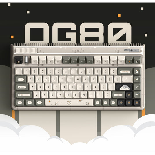 Iqunix og80 hitchhiker wireless mechanical keyboard, gaming toetsenbord (grijs wit, us lay-out, cherry mx silent red, rgb leds, 80% (tkl), hot-swappable, pbt, 2.4ghz | bluetooth 5.1 | usb-c)