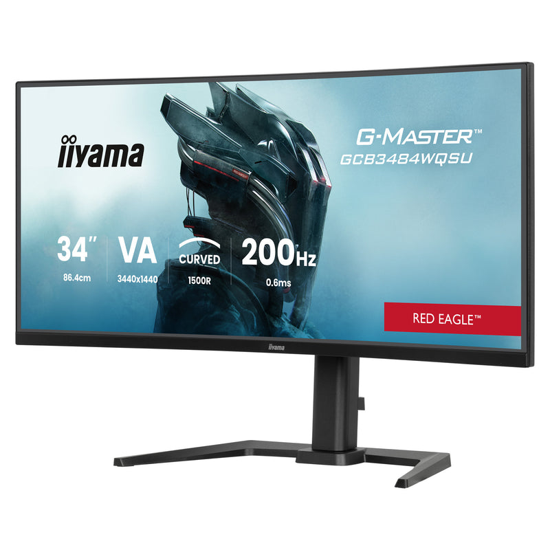 Afbeelding laden in galerijviewer, Iiyama g-master red eagle gcb3484wqsu-b2 34 curved ultrawide gaming monitor (zwart, hdmi, displayport, usb, audio, amd free-sync, dual mode)
