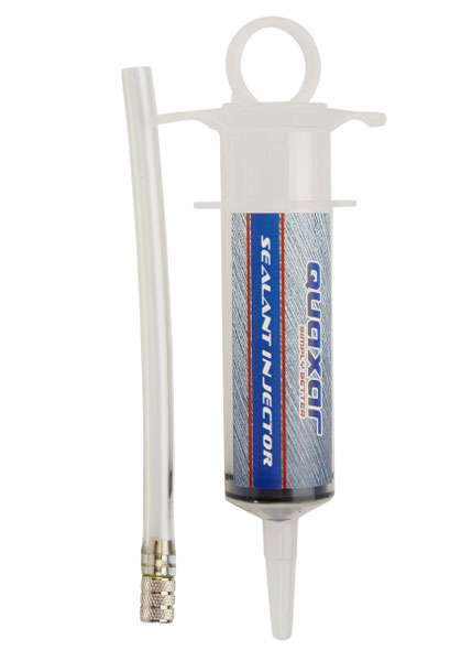 Quaxar filling syringe for tire sealant