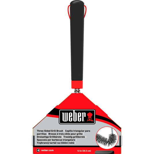Weber driezijdige reinigingsborstel grillreinigingsborstel (zwart rood, 30 cm)