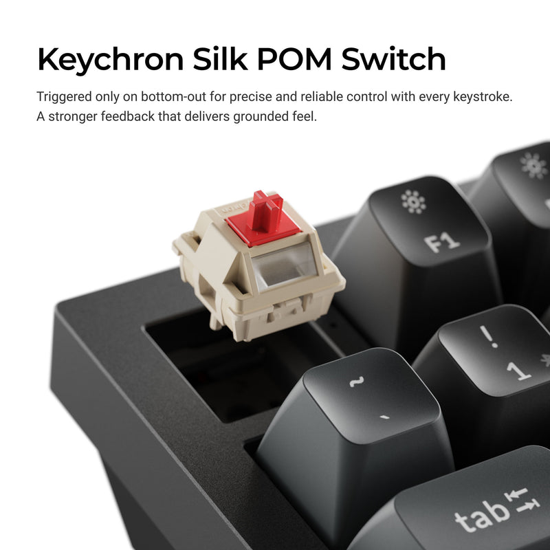 Load image into Gallery viewer, Keychron q6 ultra-m1 8k wireless custom mechanical keyboard (zwart, us lay-out (qwerty), silk pom red, 100%, rgb, hot swap, 8k, 2.4 ghz bluetooth 5.2 usb-c)
