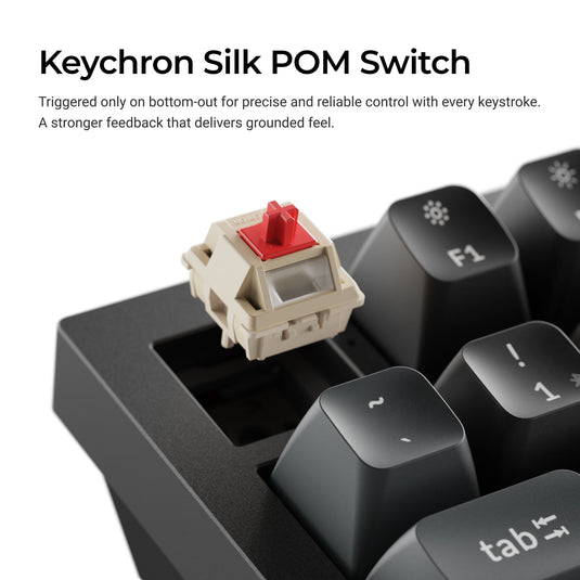 Keychron q6 ultra-m1 8k wireless custom mechanical keyboard (zwart, us lay-out (qwerty), silk pom red, 100%, rgb, hot swap, 8k, 2.4 ghz bluetooth 5.2 usb-c)