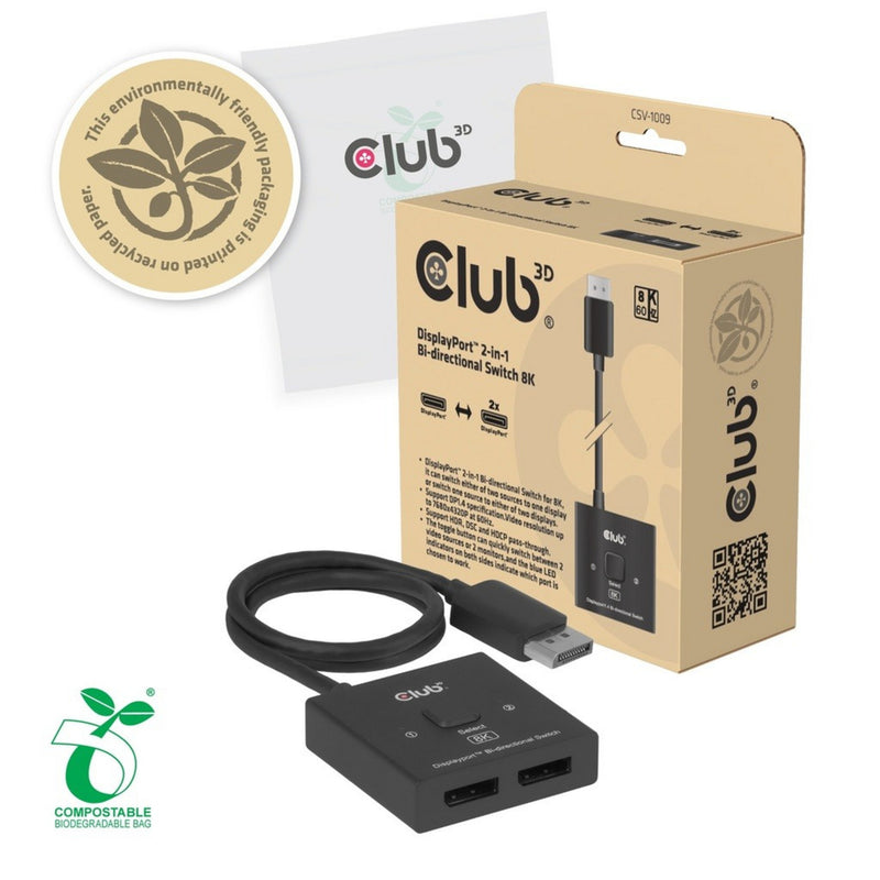 ギャラリービューアに画像をロードする, Club 3d 2-in-1 bidirectionele displayport switch (zwart, 8k)
