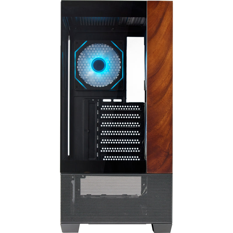 Load image into Gallery viewer, Cooler master elite 690 wood midi tower behuizing (zwart houtkleur | 2x usb-a | 1x usb-c | rgb | tempered glass)

