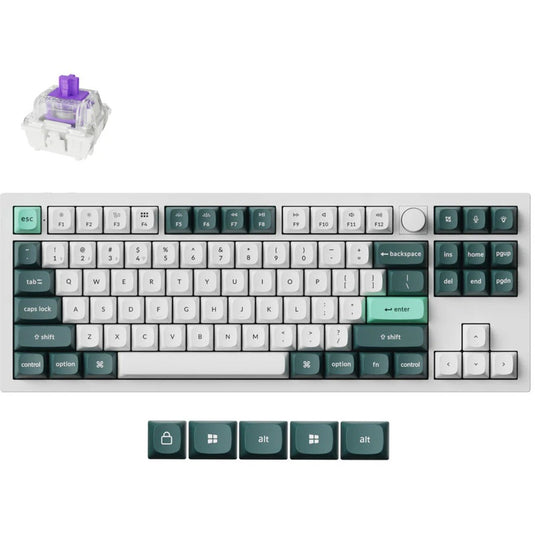 Keychron q3 he qmk-p1 rgb mechanisch toetsenbord (wit, us lay-out (qwerty), gateron double-rail magnetic nebula, 80% (tkl) , rgb leds, osa double-shot pbt, hot swap, knob, 2.4ghz | bluetooth 5.1 | usb-c)