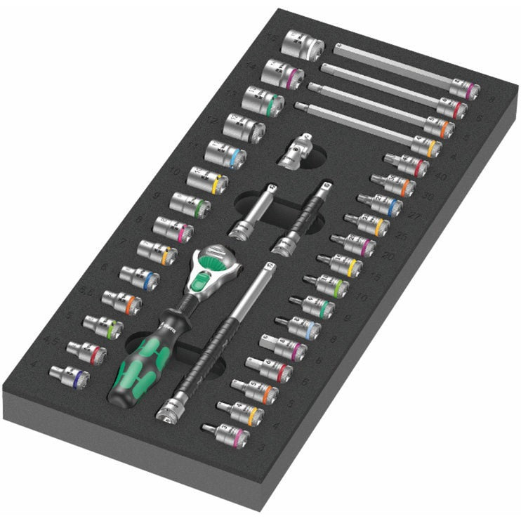 Load image into Gallery viewer, Wera 9700 tool rebel werkplaatswagen 1, 94-delig gereedschapswagen (zwart, incl. 4 schuimrubber inzetstukken met gereedschap)
