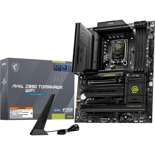 Msi mag z890 tomahawk wifi socket 1851 moederbord (zwart geel, raid, 5gb-lan, wi-fi 7, bt, sound, atx)