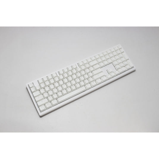 Ducky zero 6108 pure white rgb mechanisch gaming toetsenbord (wit, us lay-out (qwerty), cherry mx2a blue, 100%, rgb leds, double-shot pbt, hot swap, 2.4ghz | bluetooth | usb-c)