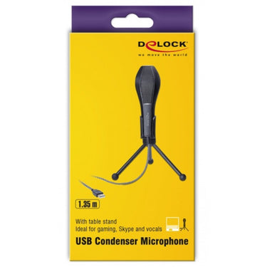 Delock usb condenser microfoon (zwart, met tafel standaard)