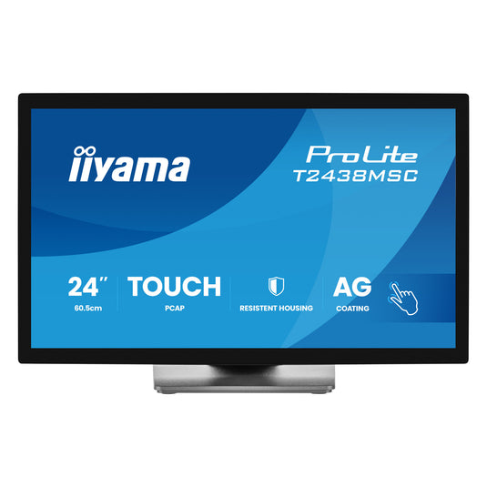 Iiyama prolite t2438msc-b2 23.8 touchscreen monitor (zwart, 120 hz, hdmi, displayport, audio, usb, touch)